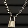 Heavy Chain Necklace Bracelet Alphabet Engraving Stainless Steal Lock Pendant 925 Silver VInatge Jewelry Women Chic Charm Headdress