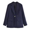 Costumes pour femmes Fashion Casual Versatile Sharp Gold Button Décoration Straight Cut Suit Coat