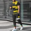 Męskie dresy męskie Zestaw dresowy 3D Drukowane krótkie rękawy Spring Spring Jogger Odzież dla mężczyzny swobodne tshirtstrousers 2 -częściowe stroje streetwear 230725