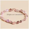 Beaded Natural Crystal Gravel Chip Stone Bracelet Semi-Precious Irregar Amethyst Beads For Women Friendship Drop Delivery Jewelry Brac Dhjsx