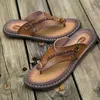 Slippers Zomer Handgemaakte Lederen Trendy Mode Heren Flipflops Outdoor Ademend Comfortabele Heren en Eenvoudige Sandalen 230726