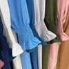 スーツの祈りのドレスソリッドカラークレープファブリックドバイトルコヒジャービイスラム教徒アバヤルーズイスラム服女性控えめな衣装ラマダンイード