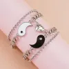 Länk armband retro yin yang för chi hänge tvådelar armband metall män kvinnor par gif