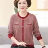 Women's Sweaters Middle-Aged Sweater Pullover Fashion Houndstooth Knitwear T-Shirt 2023 Spring Autumn Thin Knitted Jacket Tops