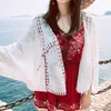 Women's Vests Spring/Summer Cotton Embroidered Lace Cardigan Short Bat Sleeves Loose Shawl 7/4 Sleeve Air Conditioning Sun Protection