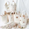 Paniers de rangement coton bébé poussette mignon ours lapin broderie sac de rangement de mode sac suspendu nouveau-né couches jouets pochette