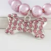 Colliers pour chiens Imitation perle collier pour animaux de compagnie collier ornement strass os pendentif avec ruban pour cadeaux cinq couleurs disponibles