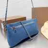 Denim Bag Foldable Vintage Women Chain Shoulder Bags Flap Purse Crossbody Envelope Handbag Underarm Tote Bags Rhinestone Buckle