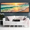 Sculptures Sunsets Natural Sea Beach Coconut Palm Panorama Landscape Canvas Painting Posters and Prints Wall Art Picture for Living Room