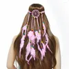 Hair Clips Afghan Vintage Adult Band Peacock Feather Pendant Headband Leaf Rope Knitted Belt Elastic Hairwear Headdress India Jewelry