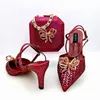 Dress Shoes Doershow Italian With Matching Bags Set Italy African Women's Party And Bag Sets Wine Color Women Shoes! SDA1-35