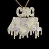 Rapper Luxus Custom Vvs Iced Out d Farbe Baguette Moissanit Diamant Zahlen Anhänger Charm 925 Sterling Silber