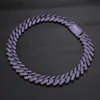 Collier Hip Hop violet en Zircon cubique noir, chaîne à maillons cubains Miami, bijoux de 20mm