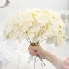 Fleurs séchées Soie Hortensia Têtes Artificielles Bouquet De Mariage De Mariée avec Tiges Décorations De Fête À La Maison 230725