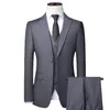 Trajes para hombres Blazers Blazer de alta calidad Chaleco Pantalones Hombres Negocios simples Moda elegante Entrevista de trabajo Traje de caballero Traje delgado de 3 piezas 230725