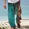 Herrenhose Herren Sommer Strand Hippie Harem Baggy Boho Yoga Hawaiianisch Lässige Hose mit tiefem Schritt