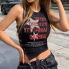 Women's Tanks Women Sleeveless Retro Summer Short Letter Printing Slim Fit Lacing Spicy Girl Sexy Tank Crop Top Y2k Tops