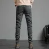 Mäns stretch mager jeans mode casual bomull denim smala fit byxor manliga koreanska byxor streetwear märke kläder 230221 l230726
