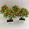 Fleurs décoratives Bonsaï artificiel Oranger en plastique Simulation créative sans décoloration pour table