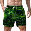 Herren-Shorts, Sommer, fluoreszierende Linien, 3D-gedruckt, Persönlichkeit, lässiger Stil, Mode