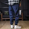 Mäns plus-storlek Män lösa joggar streetwear harem jeans lastbyxor fotledslängd denim byxor 210318 l230726