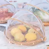 Storage Baskets Hand-Woven Food Tent Basket Tray Vegetable Bread Fruit Container Net Mesh Cover Anti Dust Proof Outdoor Picnic R230726