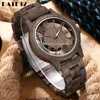 Wristwatches Natural Bamboo Wood Watch for Men Full-Wooden Hollow Case Band Watches Man Quartz Wristwatch Real Wooden Men Clock Male Reloj 230725