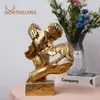 Dekorativa föremål Figurer Northeuins harts retro Abstrakt Parstaty Kissing Lover Mask för Interior A Love Figures Sculpture Home Decoration 230725