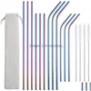 Drinking Straws 6X266Mm Colorf Stainless Steel Sts Reusable Straight And Bent St Cleaning Brush For Home Kitchen Bar Drop Delivery Gar Otqn7