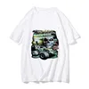 Mannen T-shirts Grave Digger Korte Mouw Cartoon Print Voertuig Tops Jongens 2D O-hals High Street Blouse Cool Car Mannen T-shirt Casual