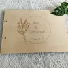 Other Event Party Supplies Personalized Name And Date Calligraphy Guest Book Laser Engraved Wedding Guest Book Rustic Floral Wooden Guestbook Sign-in Book 230725