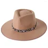 Berets Women's Fedora Hat Fall/Winter Peach Heart Top Covered Woolen Jazz Men's Leopard Print Felt