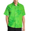 Męskie koszule mche zielone druk bluzki męskie sześciokąt kształt letni projekt krótkiego rękawu