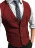 Kamizelki mężczyzn Mężczyźni Formalny kombinezon Vest V-Neck Tweed Herringbone Waistcoat Business for Wedding Evening Party Prom