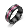 Pierścienie opaski ze stali nierdzewnej czarny pierścień Emalia Wstążka Zaręczenianie Kobiet Mens Fine Fashion Biżuter Prezenta