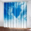 Curtain Blue Sky And White Clouds Series Sunshade Curtains Living Room Bedroom Home Decoration 2 Pieces Of Hooks Punch Holes