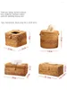 Decorative Figurines Nordic Rattan Paper Extraction Round Tissue Box Roll Holder Chinese Style Living Room Tea Table Napkin Storage