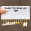 Dangle Earrings Pearl Set Gold Color Hoop For Women Vintage Metal Big Circle Hollow Earring Trendy Fashion Jewerly