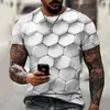 Camisetas masculinas Camisa para homens Impressão de ilusão de ótica 3D Tops de manga curta Moda Gradiente Harajuku Streetwear Hip Hop Trend Oversized