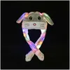 Party Hoeden Led Light Up Pluche Bewegende Konijn Hoed Grappige Gloeiende En Oor Bunny Cap Voor Vrouwen Meisjes Cosplay Kerstvakantie Drop Delivery Dh70T