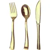 Andra evenemangsfestleveranser 75 Piece Gold Disponible Cotestar Set - Engångsplast Rose Gold Flatware - Inkluderar 25 gafflar 25 skedar 25 knivar 230725