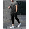 Herren-Trainingsanzüge, Sommer-T-Shirt, Set mit Ärmeln, täglicher lässiger 2-teiliger 3D-Smilin-Gesichtsdruck, modischer, cooler Streetwear-Anzug