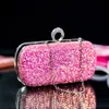 Kvällspåsar rosa kopplingsväska kvinnor bling paljetter handväskor modedesigner lyxig telefonväska crossbody liten 230725