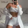 Klänning FSDA Summer Ribber Women Set White Spaghetti Strap Crop Top och Mini Biker Shorts Brodery Tvådeluppsättningar Sexig outfit Party