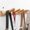 Hooks Bamboo Wood Hook Wall Hanging Bag Earphone Key Towel Anti-rust Shelf Clothes Storage