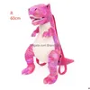 Backpacks Ins Kawaii Cartoon Dinosaur Design Plush Zipper Backpack Double Shoder Bag Student Festival Gift More 20 Designs Drop Delive Dhmxz