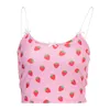 Женские танки USA 2023 Spring Amazon Hip Hop Street Pat Bow Strawberry Print Bra Bra Blote Top для женщин