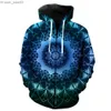 Men's Hoodies Sweatshirts Mandala Men's Zipper Hoodie 2022 Hot Long Sleeve Top Hip Hop Super Sweater Harajuku Fashion Street Fashion Casual Cool Z230726