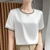 Suits 2023 Summer New Vneck/round Neck Strap Short Sleeve Tshirt Women's Satin Fashion Tank Top Silk Tshirt Thin Inner Shirt