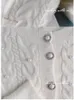 Femmes Tricots Femmes Cardigan Automne Et Hiver Perle Bouton Pull En Tricot Torsadé Tricoté Blanc